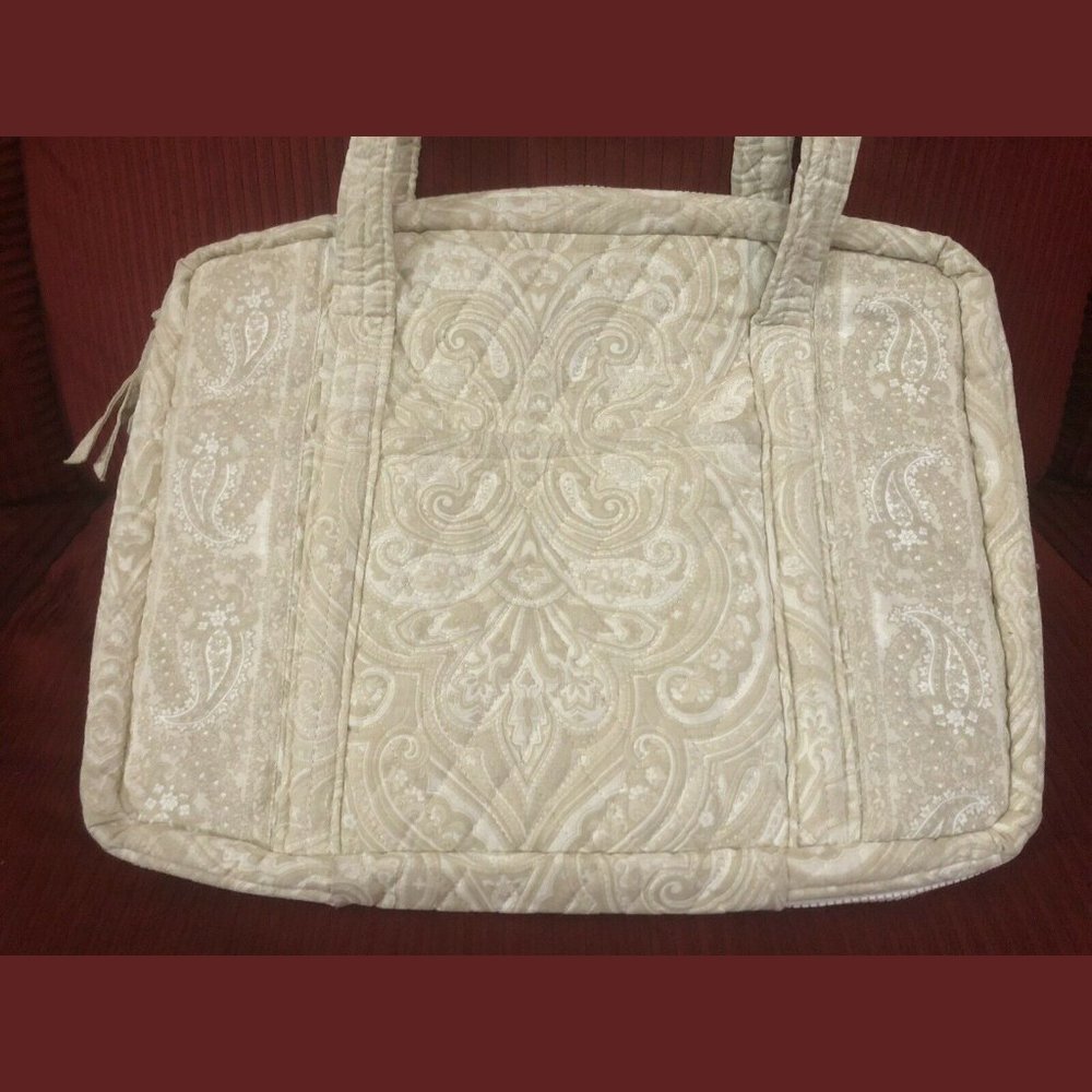 Vera Bradley 110 Bag Natural Toile Computer Laptop - Picture 3 of 5